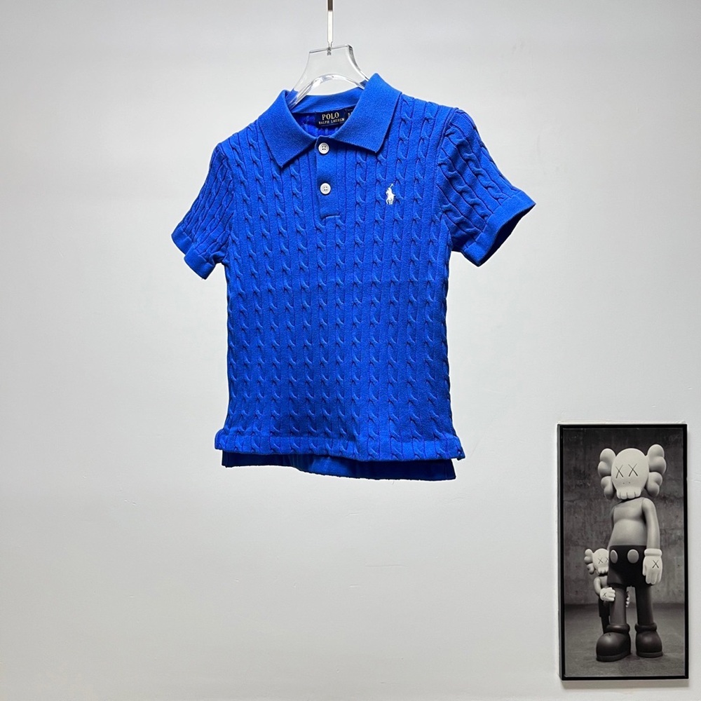 Polo by Ralph Lauren Royal Blue Cable-Knit Short-Sleeve Polo